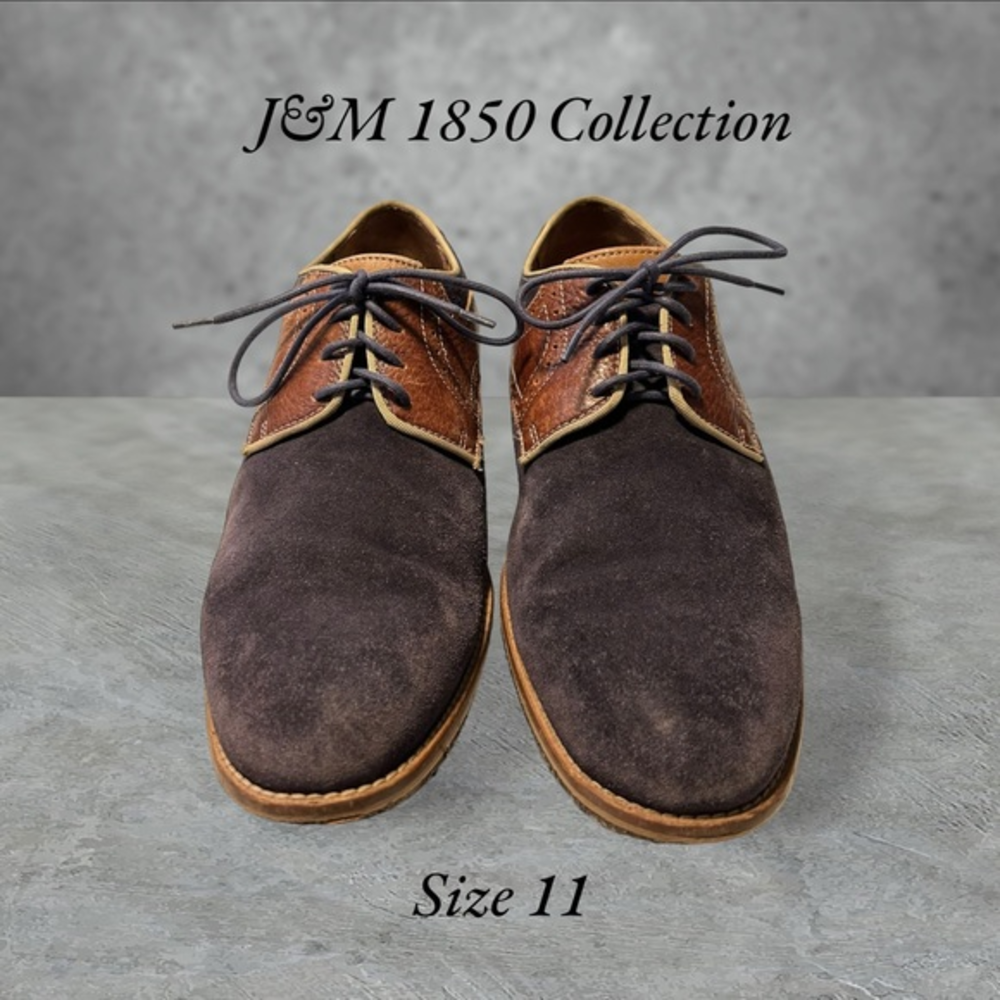 J&M 1850‎ Collection Men’s Leather and Navy Blue Suede Shoes. Size 11.